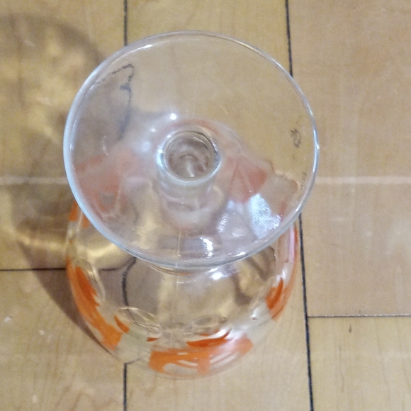 Peace Sign Orange Glass Goblet - Picture 3 of 4